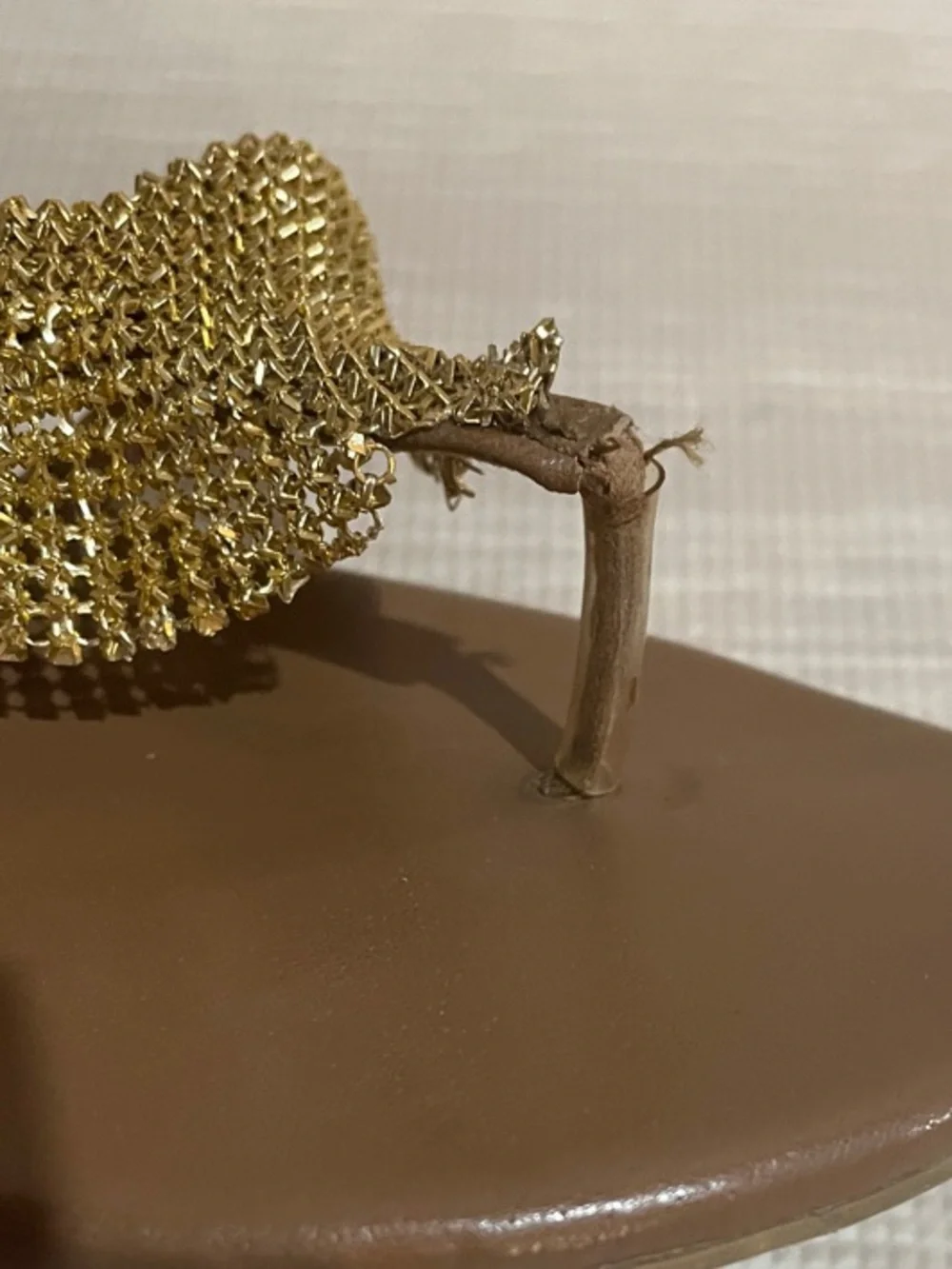 Qupid Gold Metallic Mesh Sandals